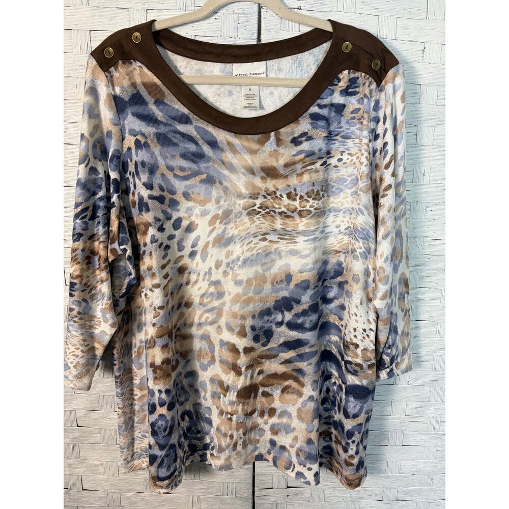 Alfred Dunner womens sweater animal print soft feminine colorful lightweight - Picture 1 of 10
